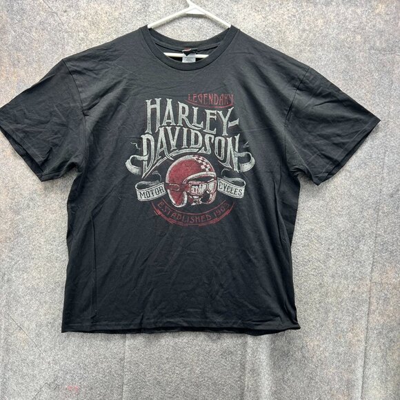 Harley Davidson Shirt Men 2XL Black Red Motorcycle Crewneck Biker 2017 Football - Picture 1 of 12